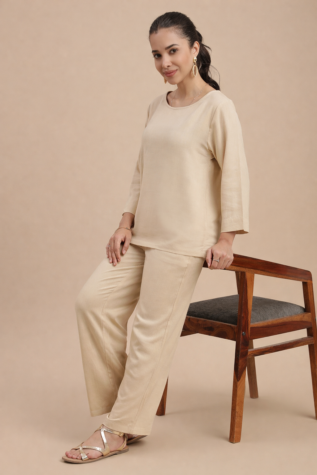 Women Beige Casual Pants