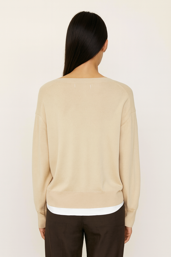 Women Beige Button Front Cardigan
