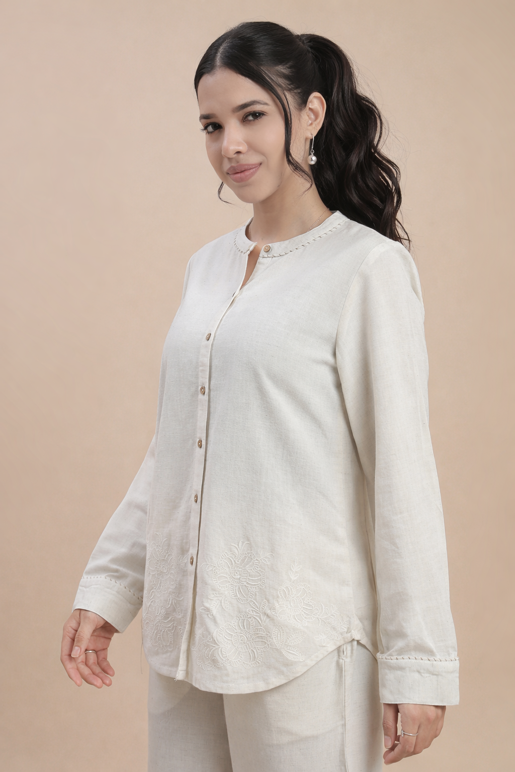 Women Beige Casual Tunic Top