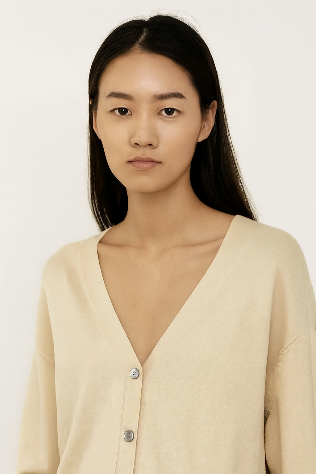Women Beige Button Front Cardigan
