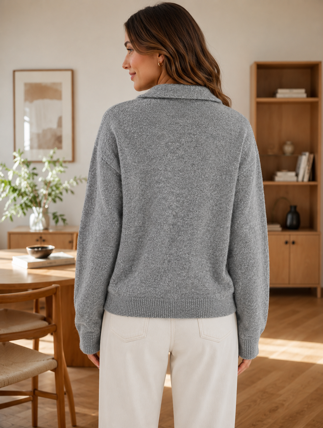 Women Grey Acrylic Sweater