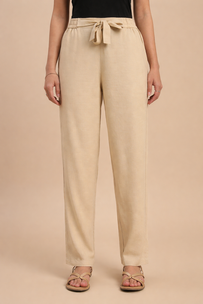 Women Beige Casual Pants
