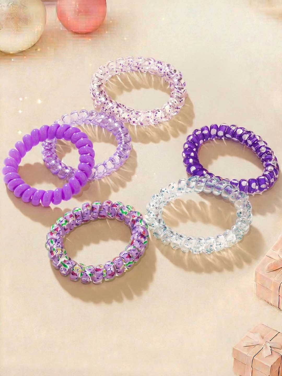 Purple Tangle-Free Spiral Hair Coils Set of 6