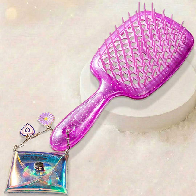 Purple Drama Detangle Hair Brush with Free Pouch