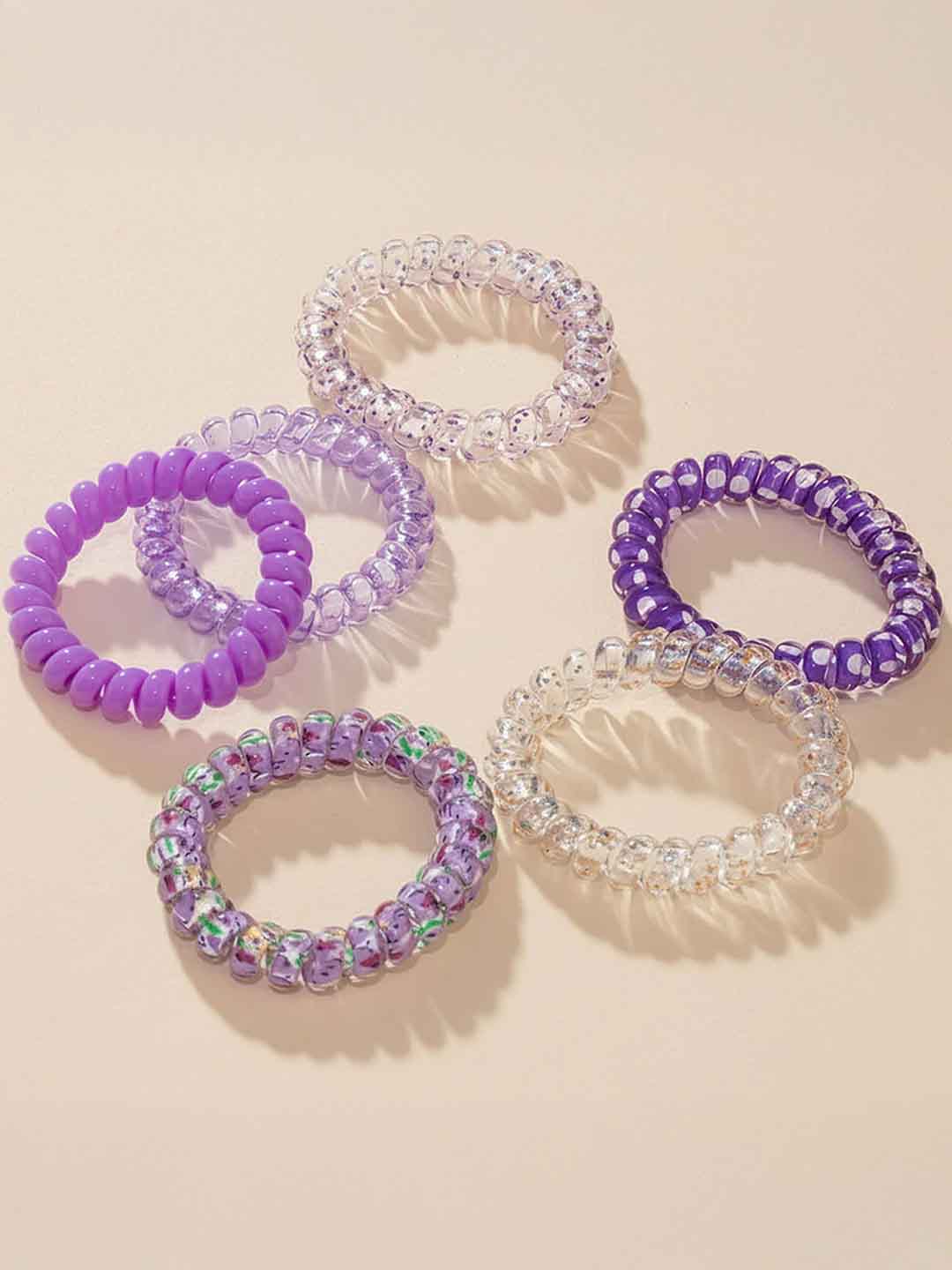 Purple Tangle-Free Spiral Hair Coils Set of 6