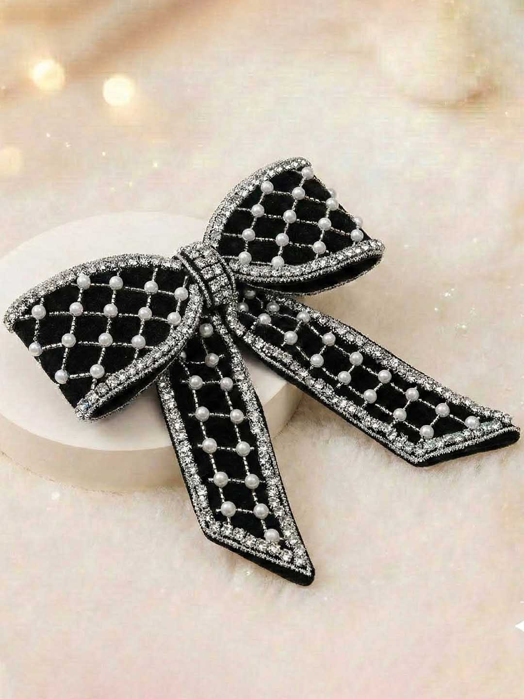 Women Velvet Hair Bow Barrette Clip