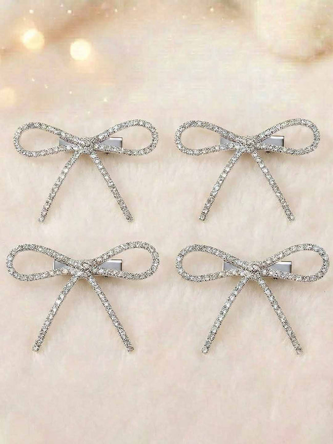 Holographic Crystal Hair Bows Alligator Clip Set of 4