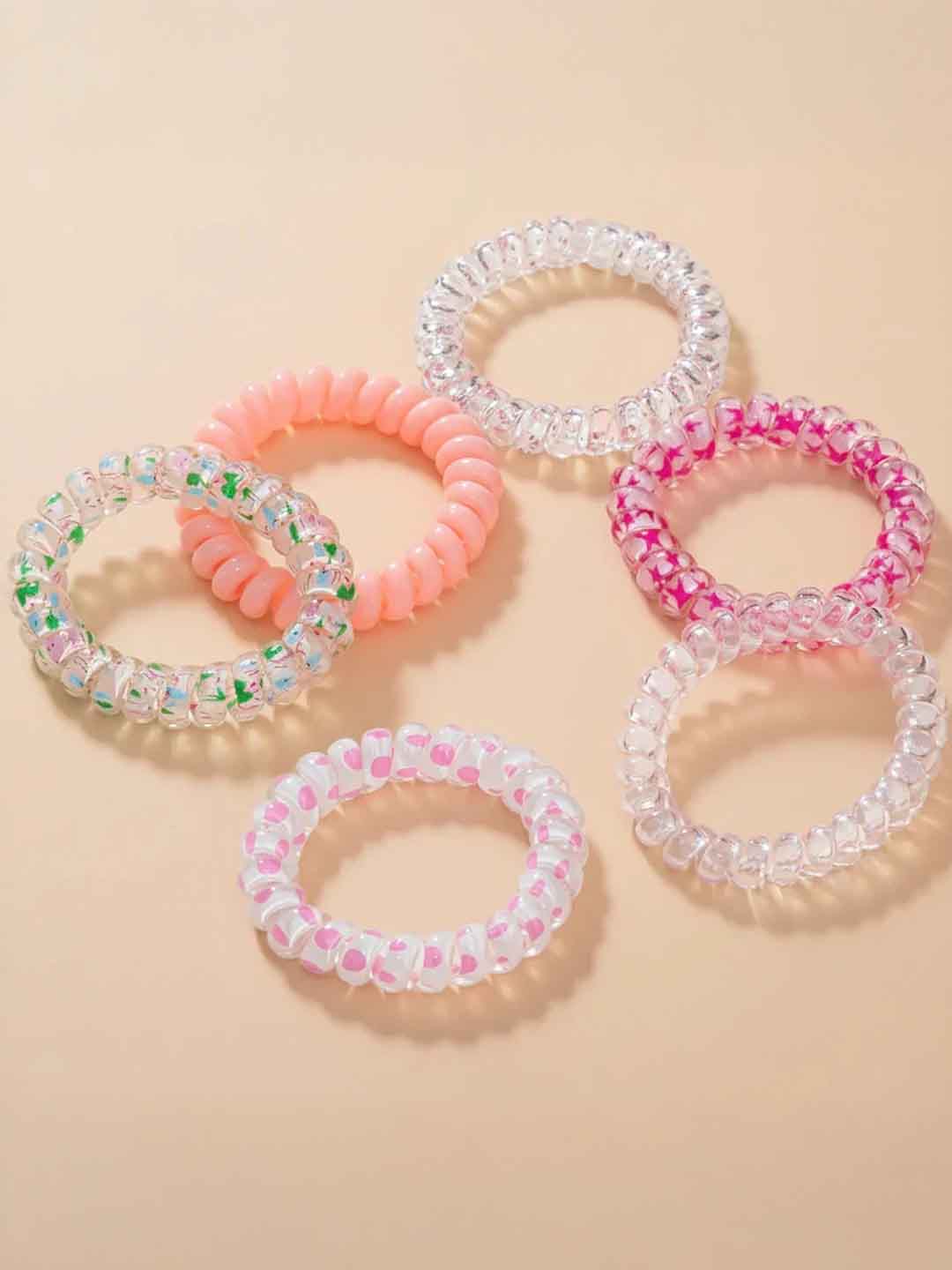 Peach Tangle-Free Spiral Hair Ties Set of 6