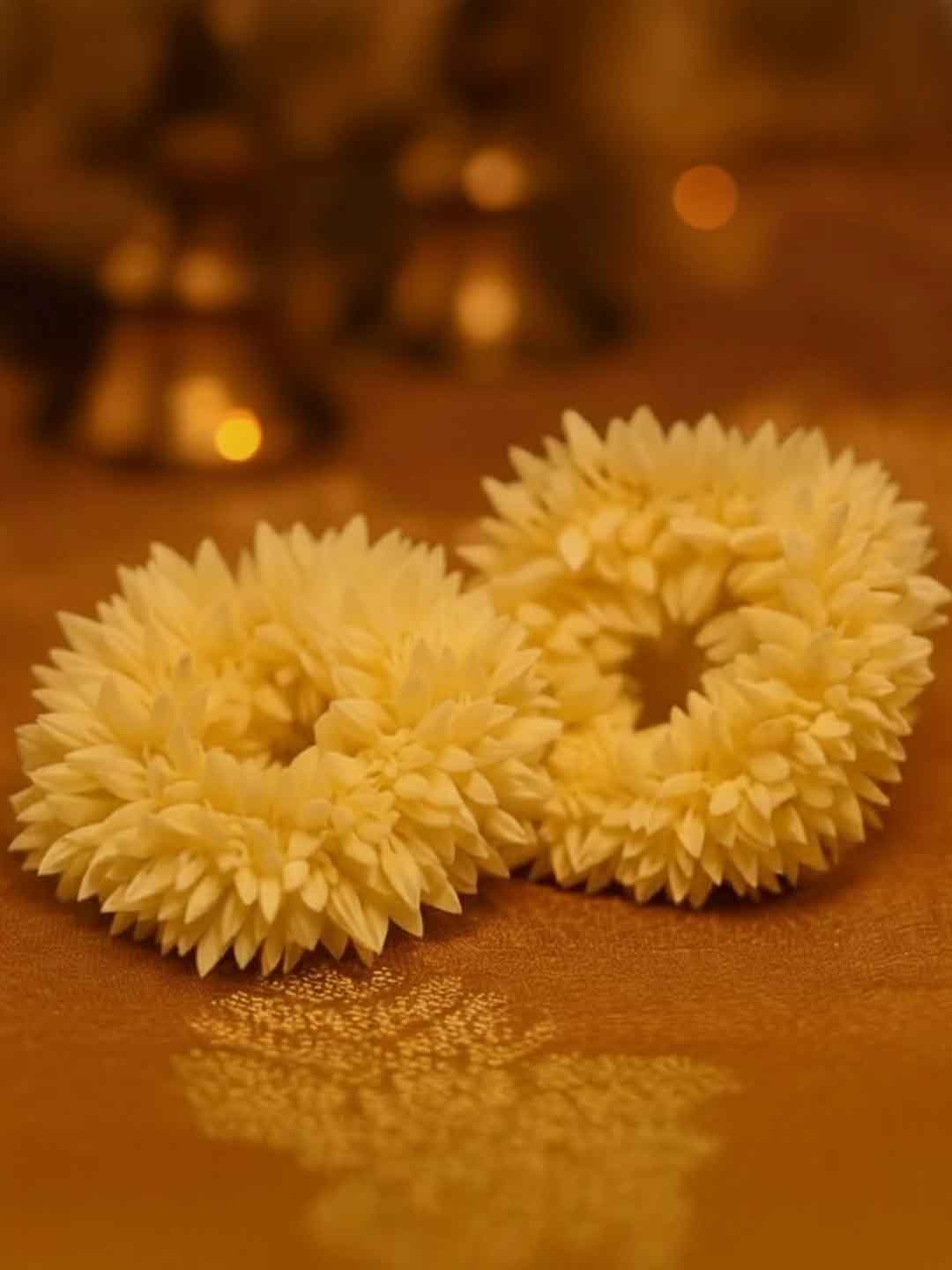 White Scented Mogra Gajra Scrunchies Set of 2