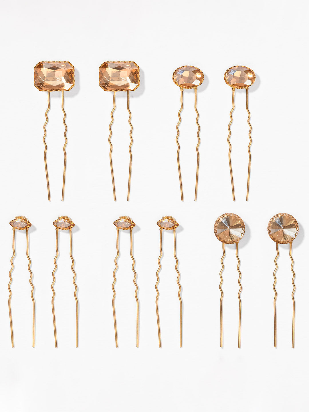 Gold Crystal Pins - Set of 10