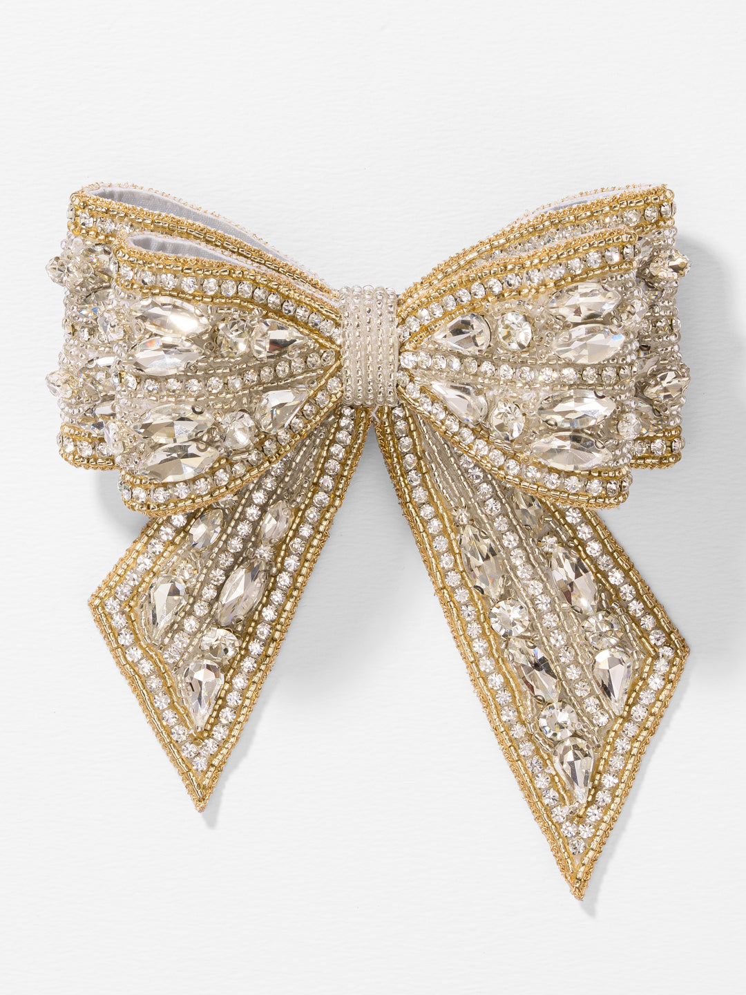 Gold Embellished Crystal Hair Bow Barrette Clip