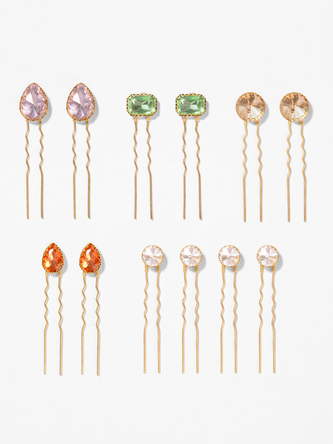 Multi Crystal Pins - Set of 12