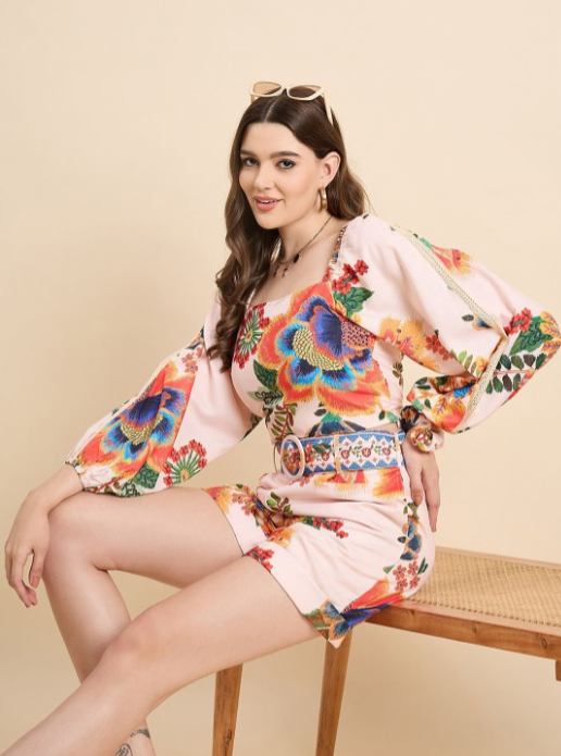 Women Tropical Romance Printed Short