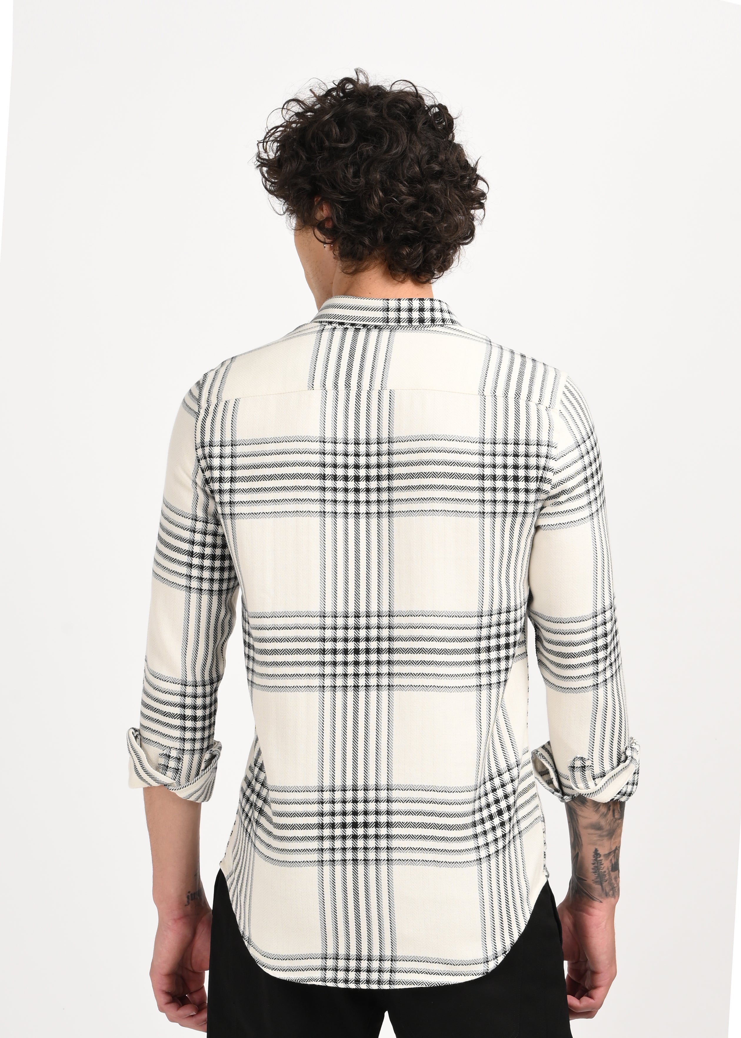 Men White Classic Bold Checked Shirt