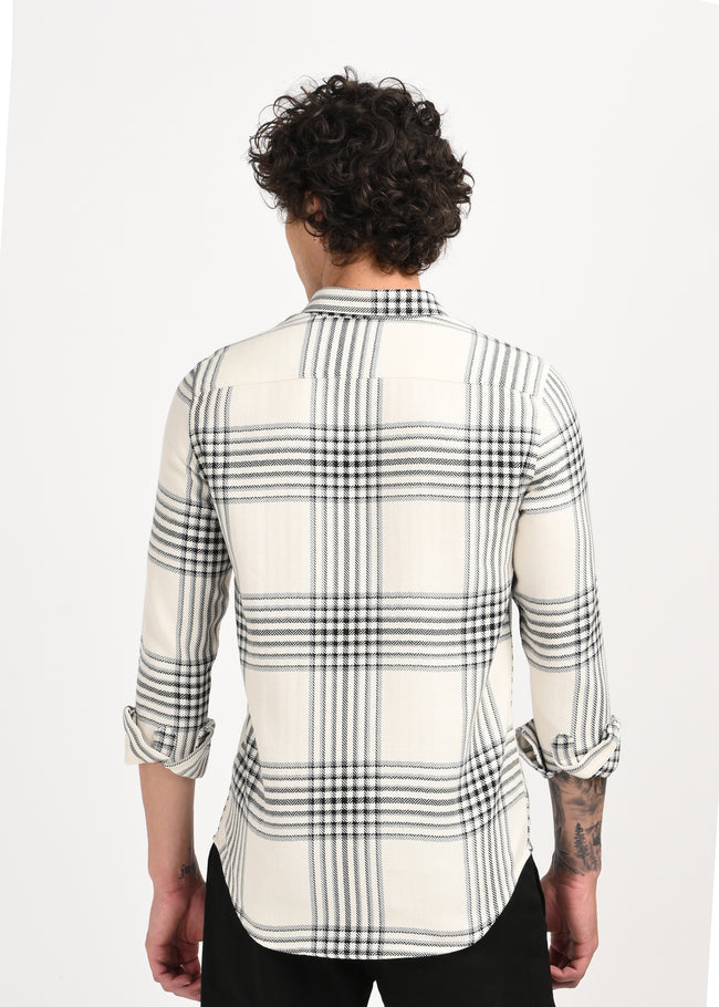 Men White Classic Bold Checked Shirt