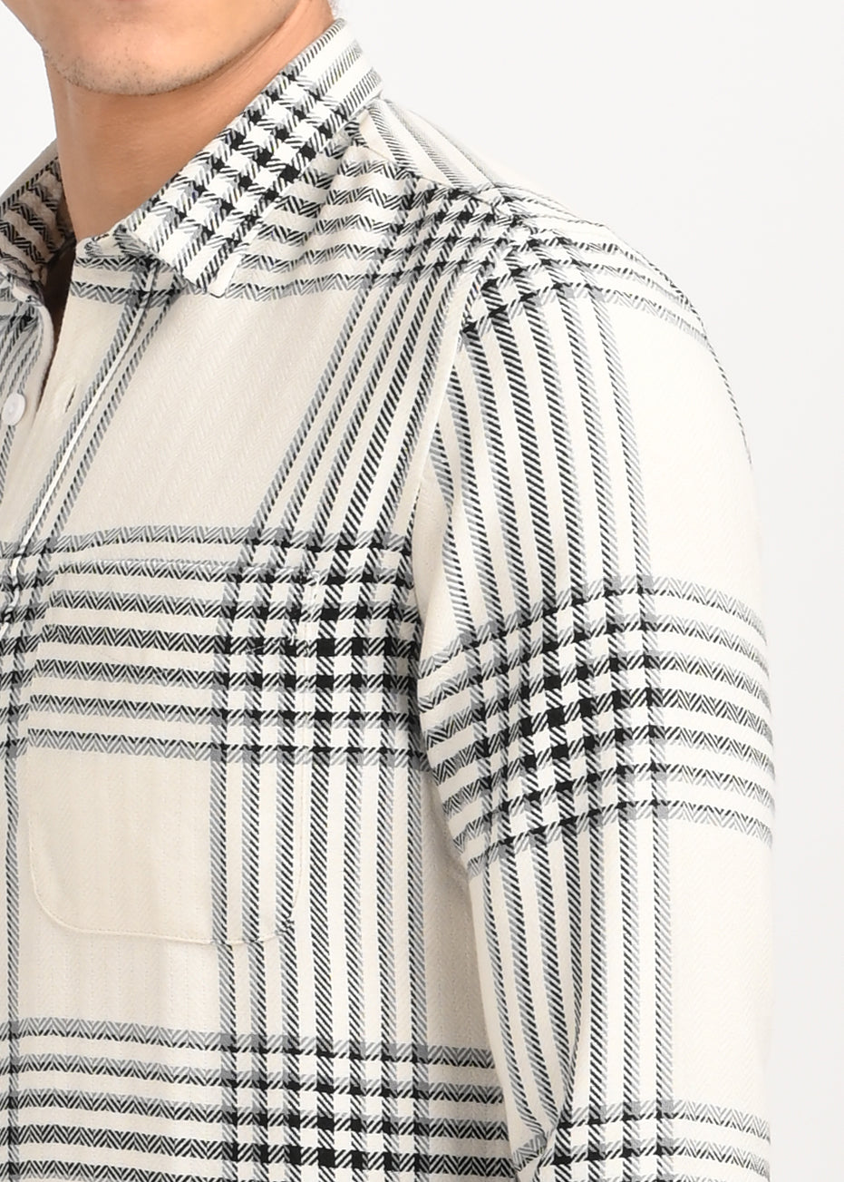 Men White Classic Bold Checked Shirt
