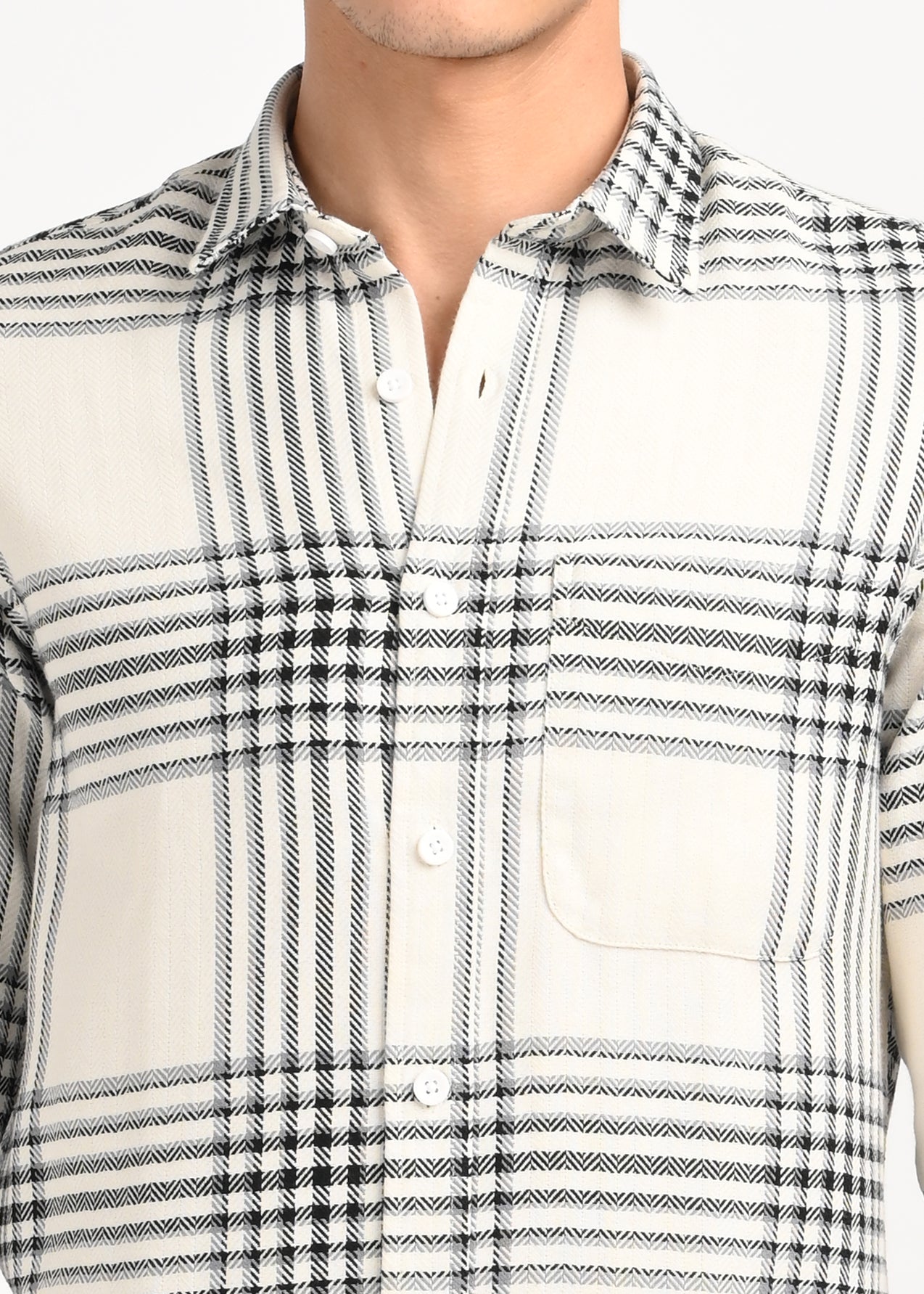 Men White Classic Bold Checked Shirt