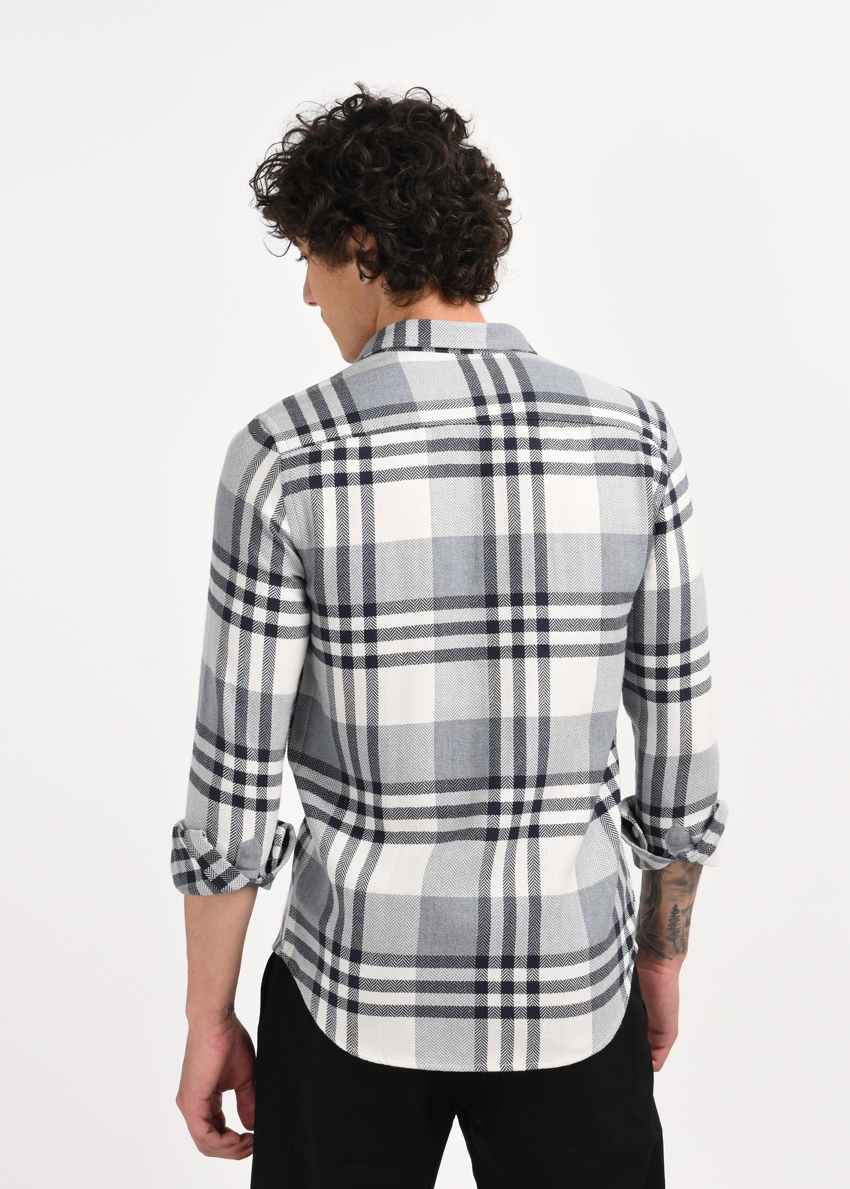 Men Grey Classic Bold Checked Shirt