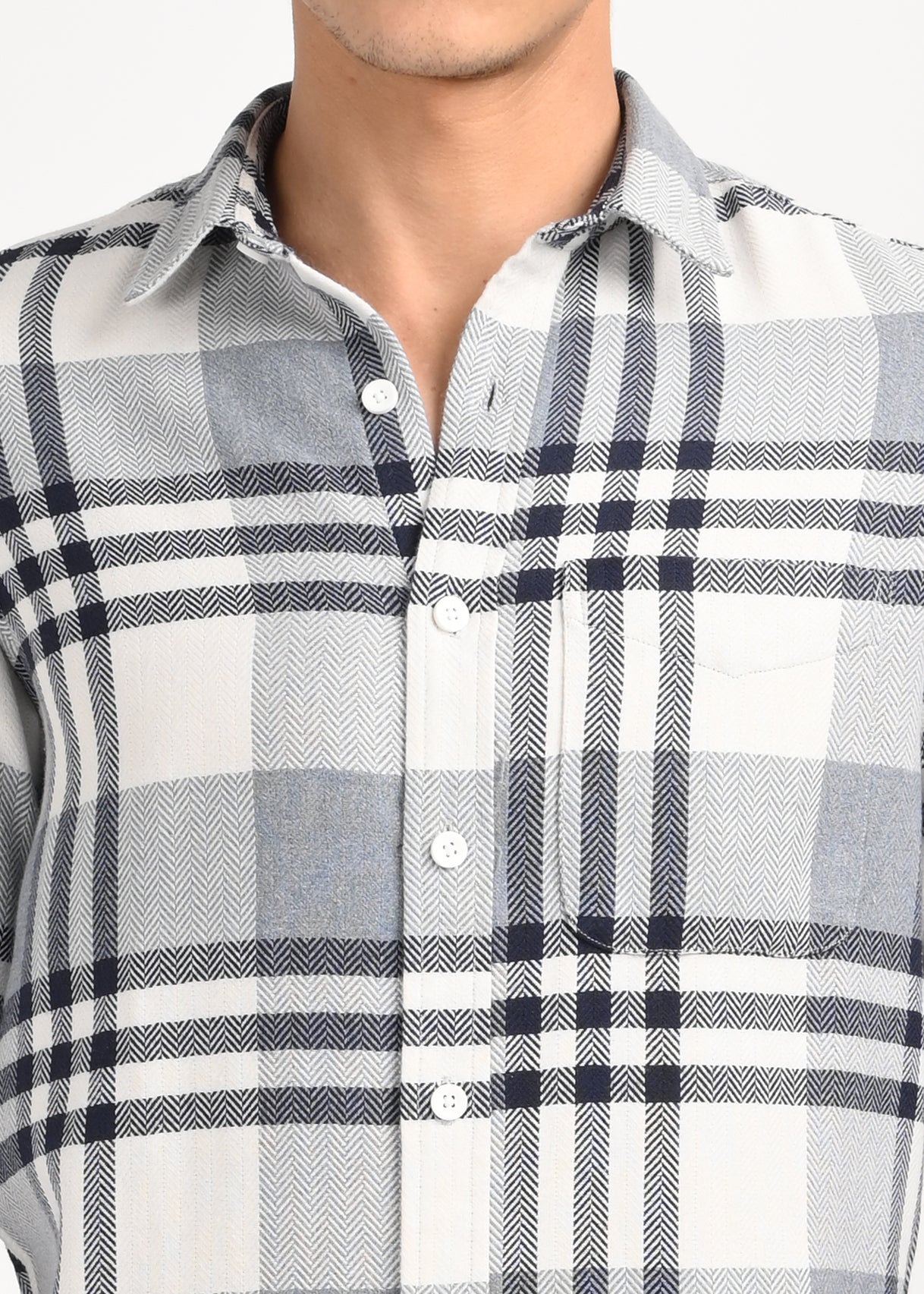 Men Grey Classic Bold Checked Shirt