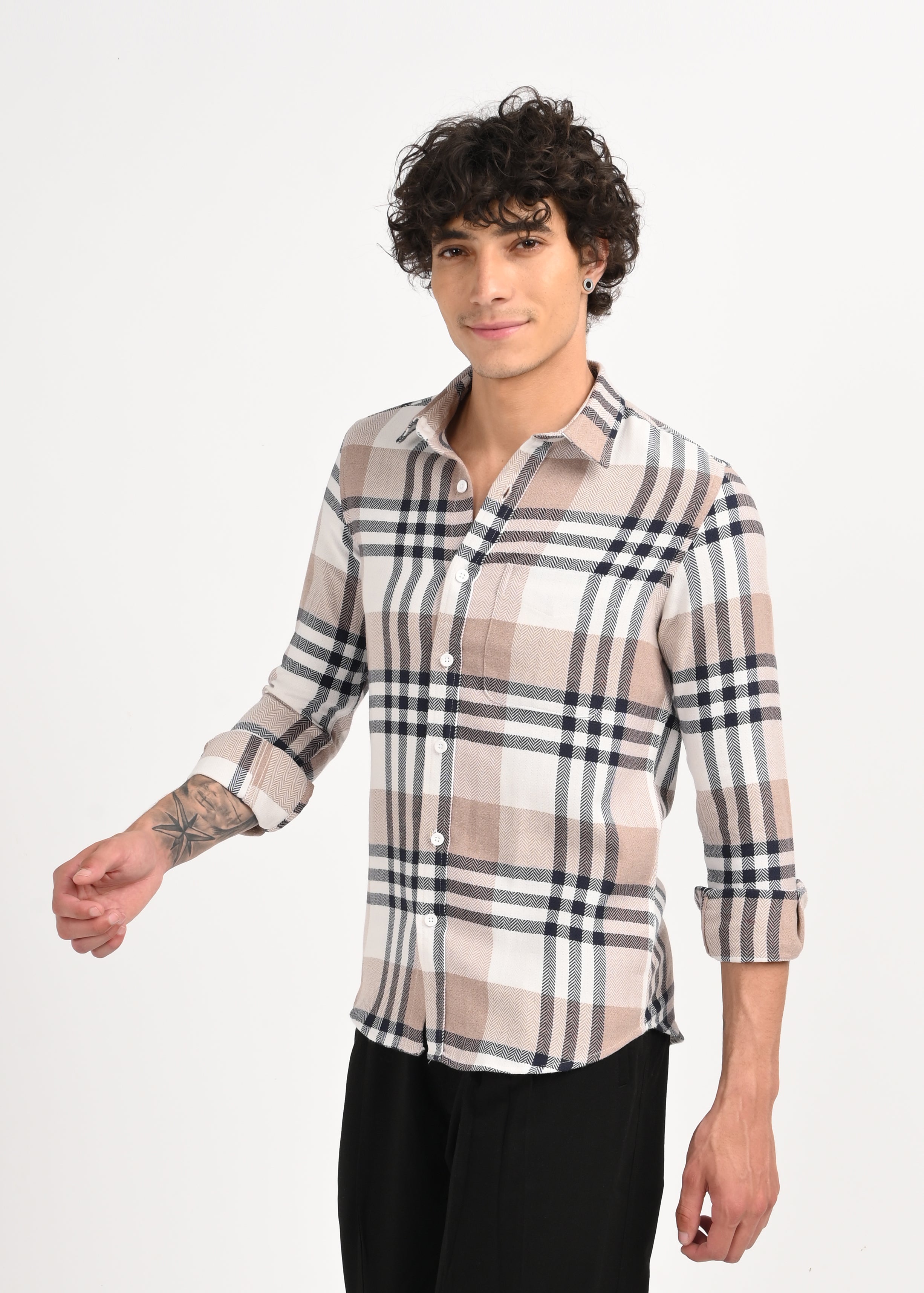 Men Navy Classic Bold Checked Shirt