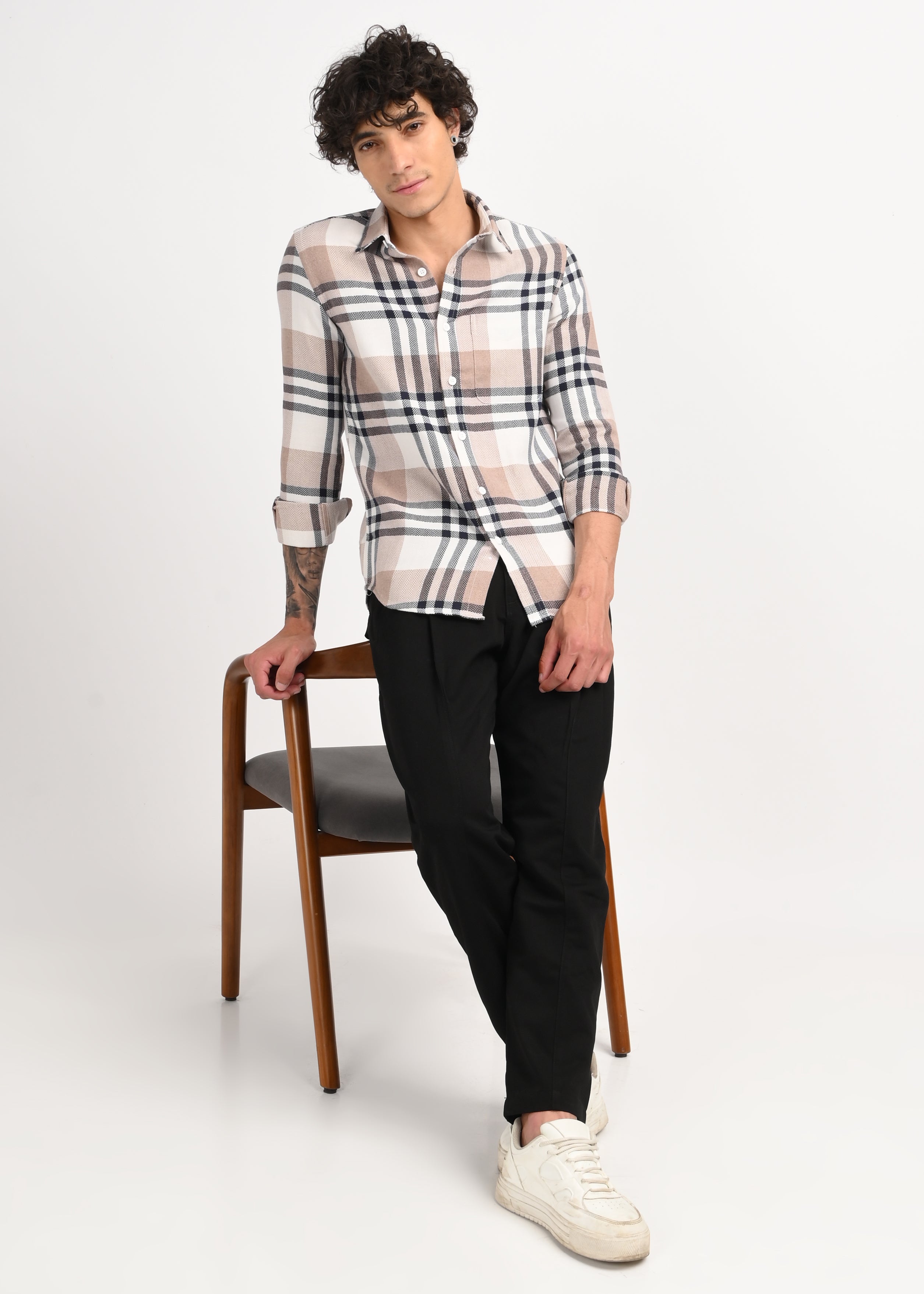 Men Navy Classic Bold Checked Shirt