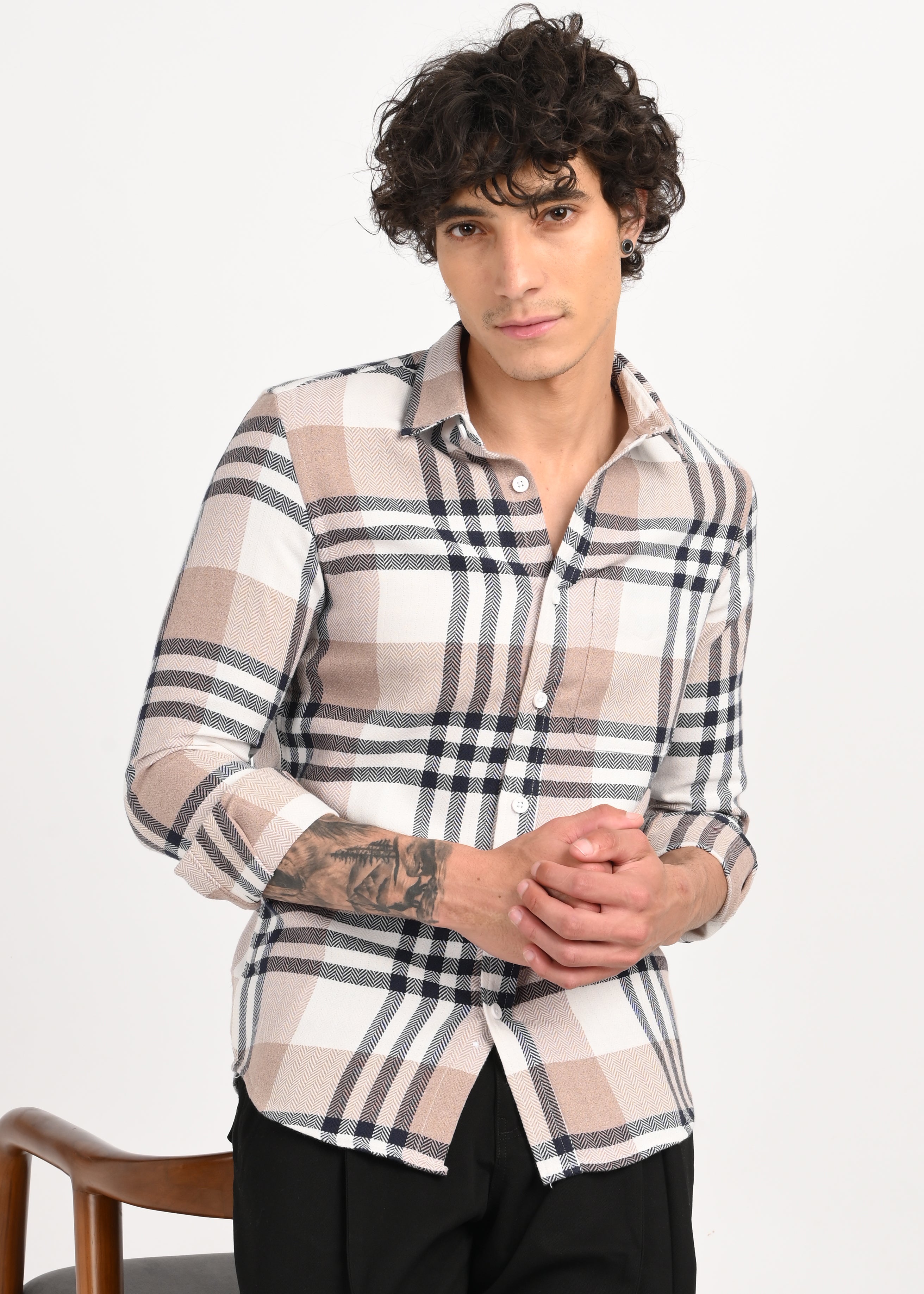 Men Navy Classic Bold Checked Shirt
