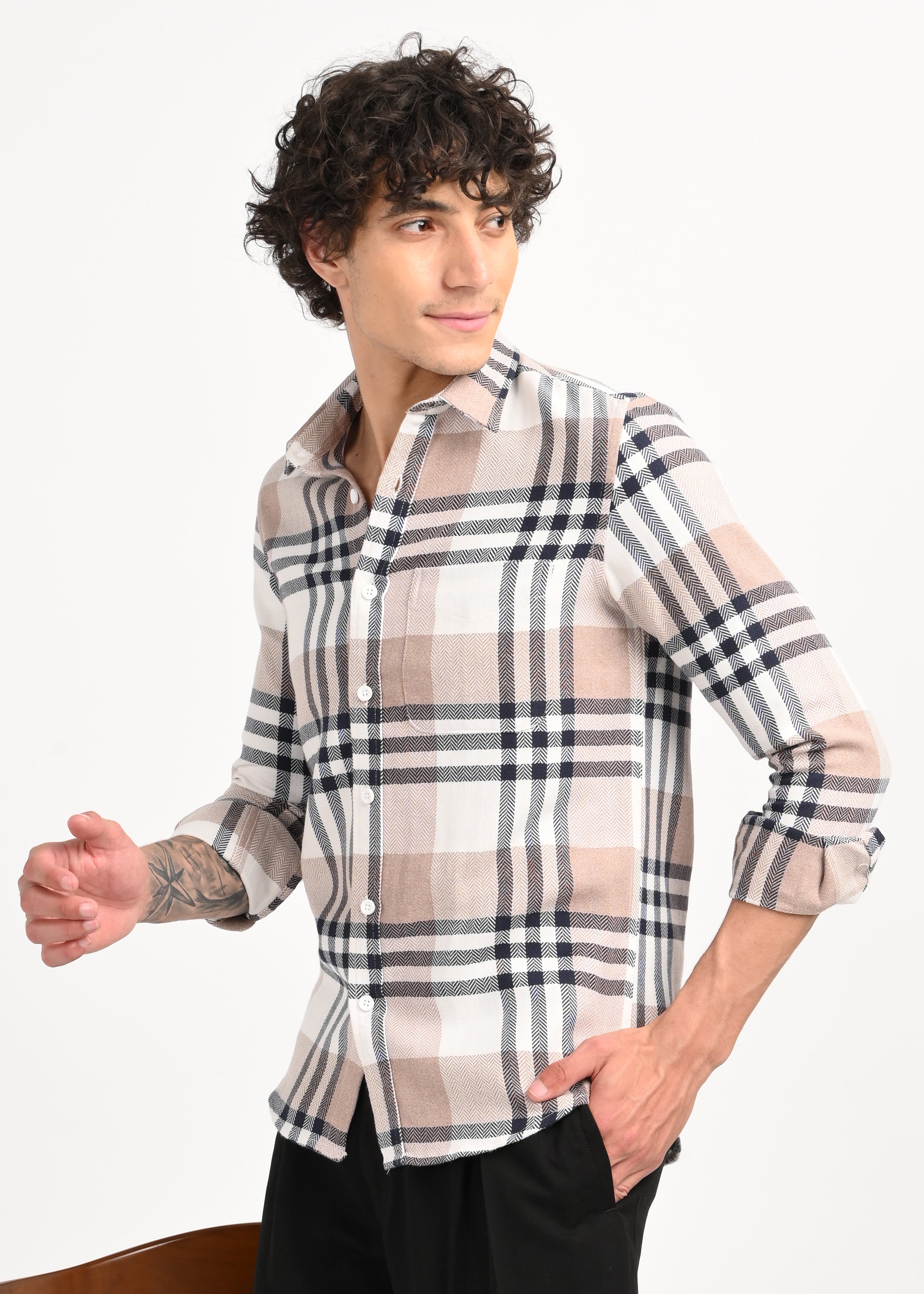 Men Navy Classic Bold Checked Shirt