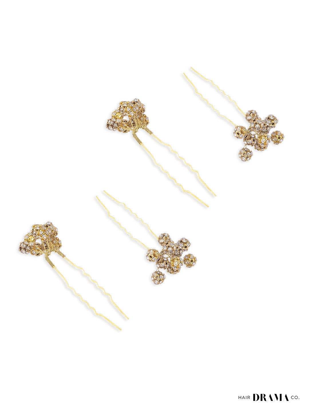 Gold Embellished Pearls U Pins Set of 4