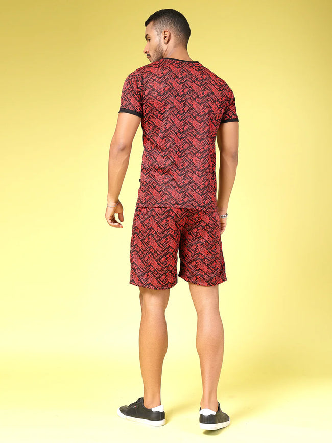 Men Polyester Abstract All Over Print Coords