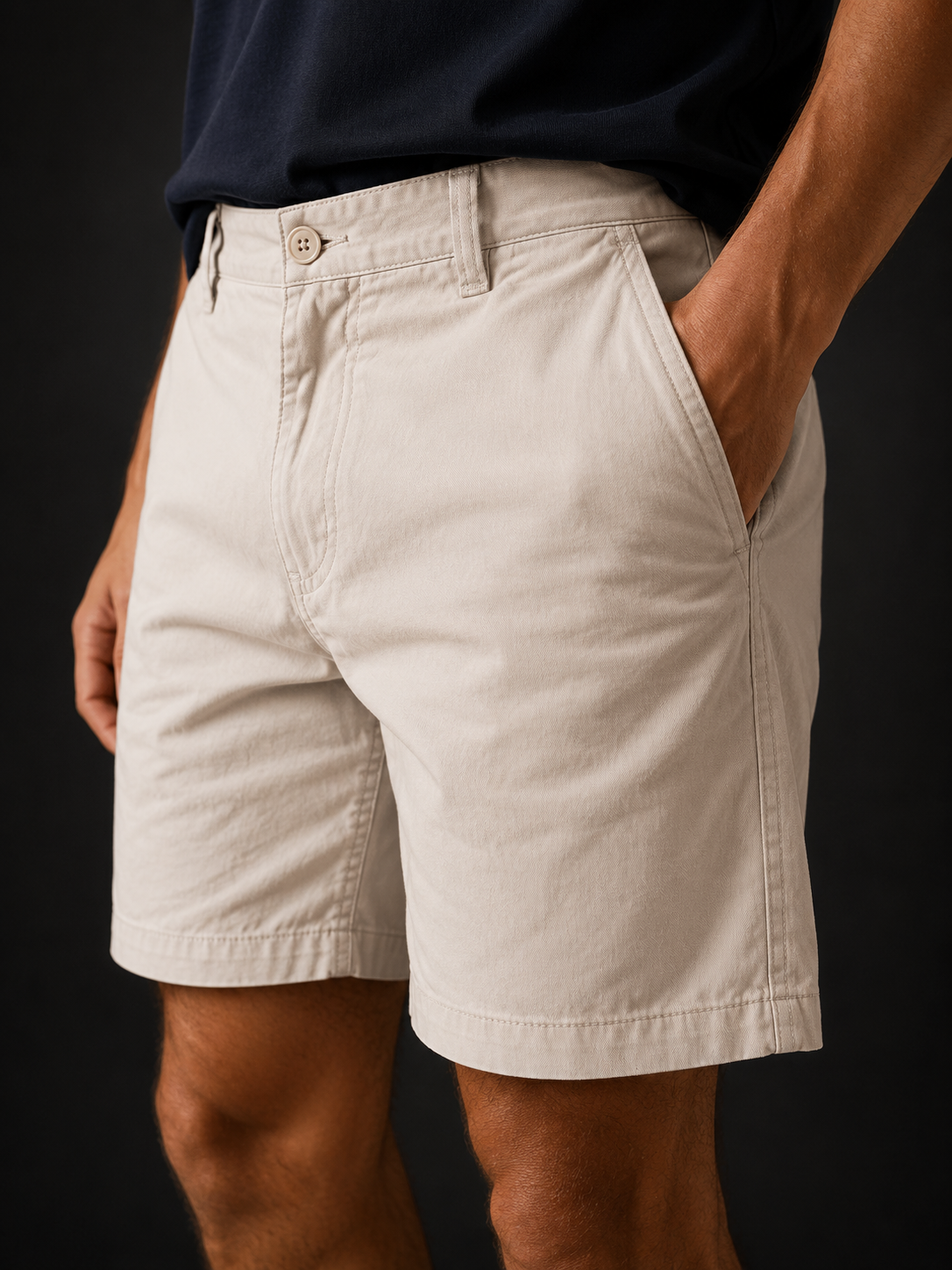 Men Khaki Tailored Chino Shorts