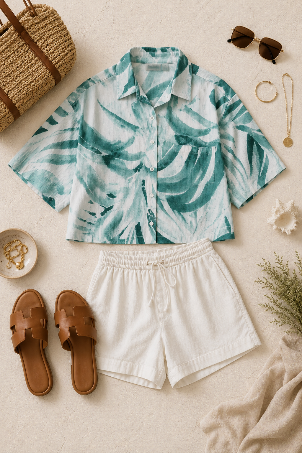 Women Green Abstract Print Shirt