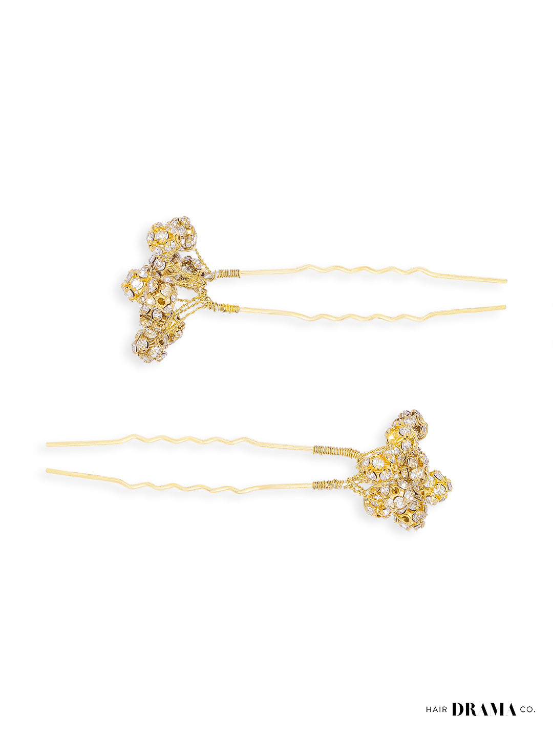 Gold Embellished Pearls U Pins Set of 4