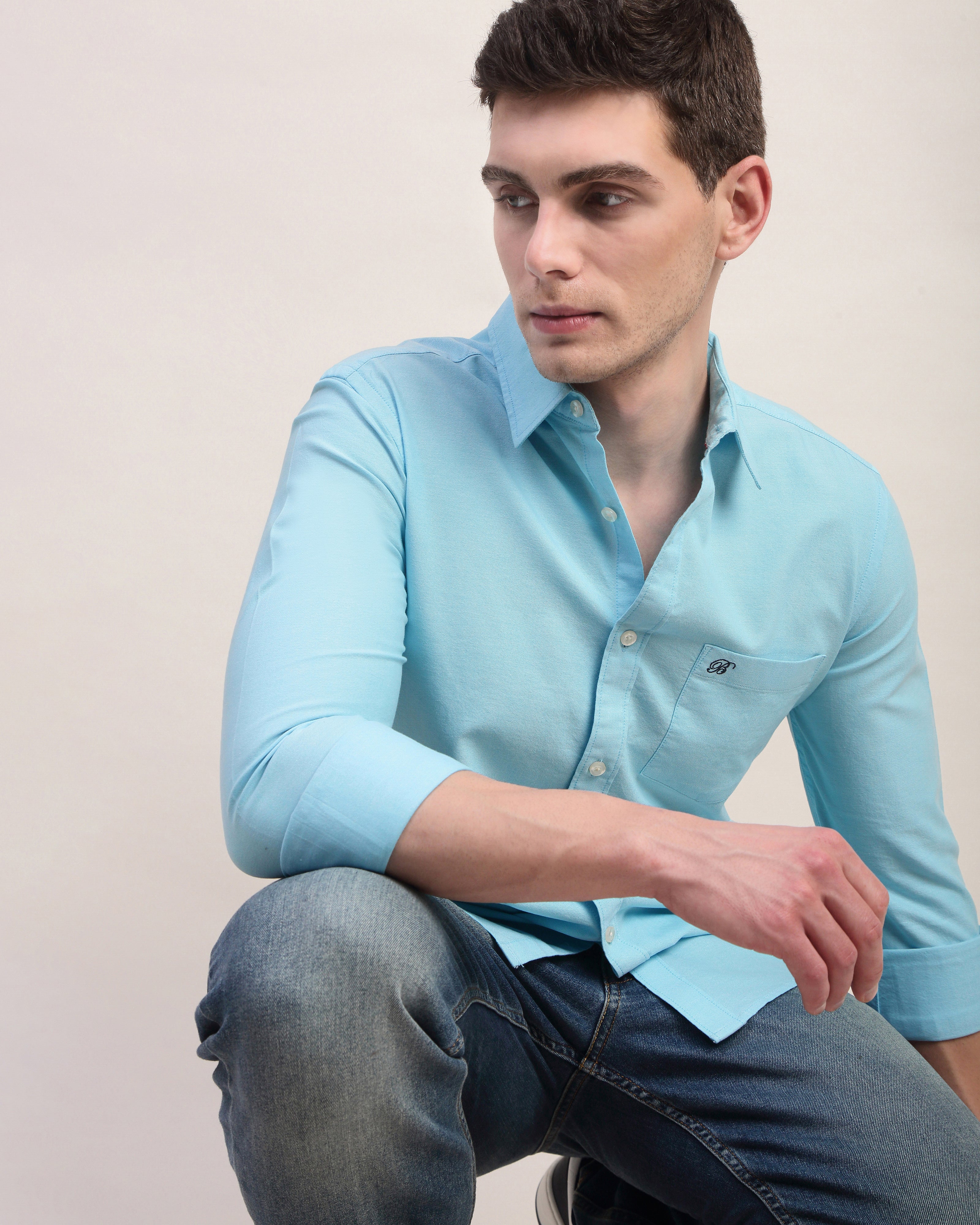 Men Blue Oxford Shirt