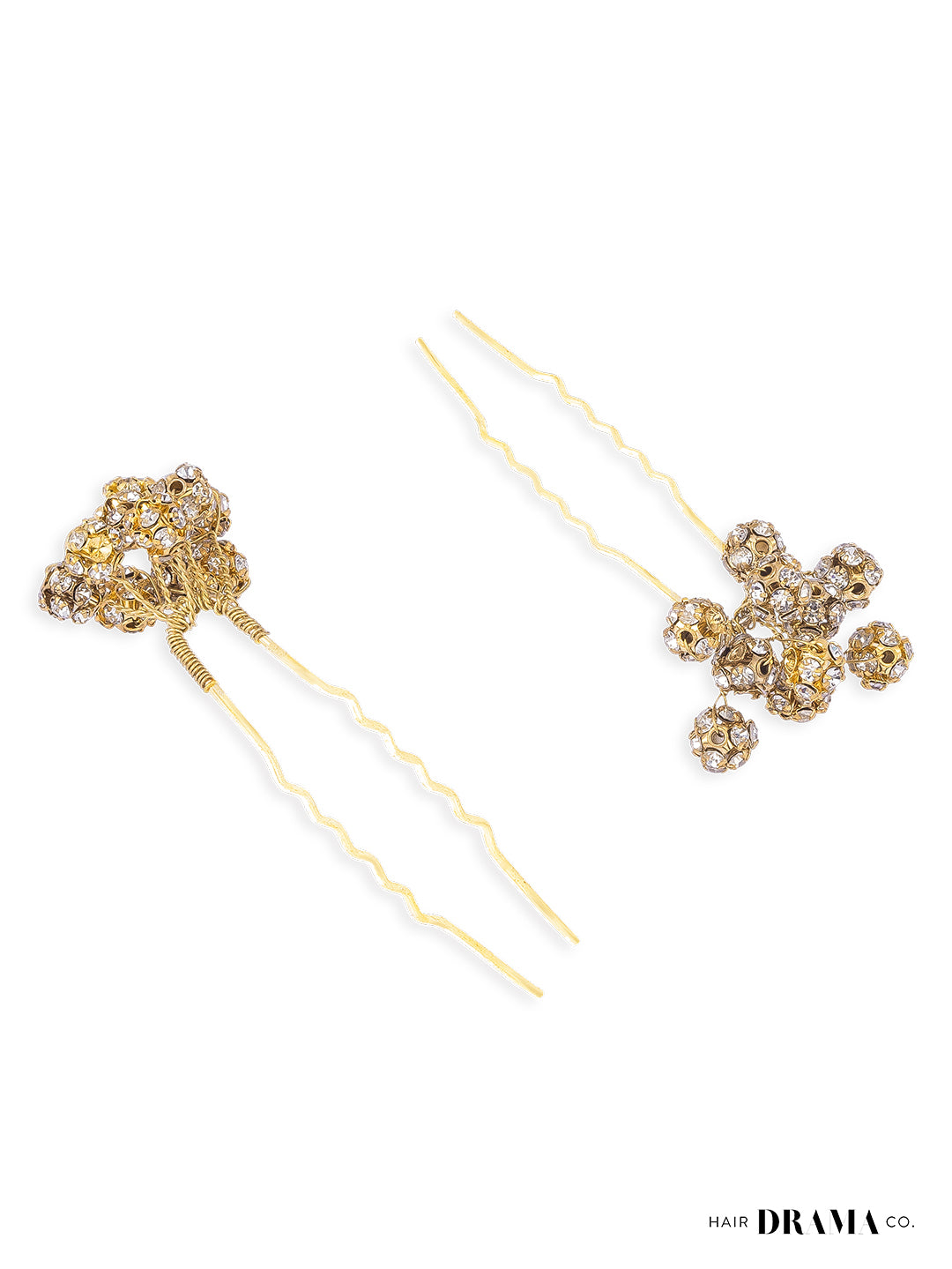 Gold Embellished Pearls U Pins Set of 4