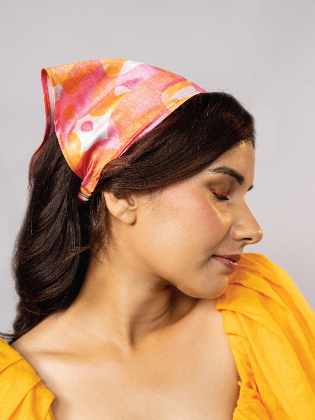 Pink Abstract Headscarf Headband with Elastic