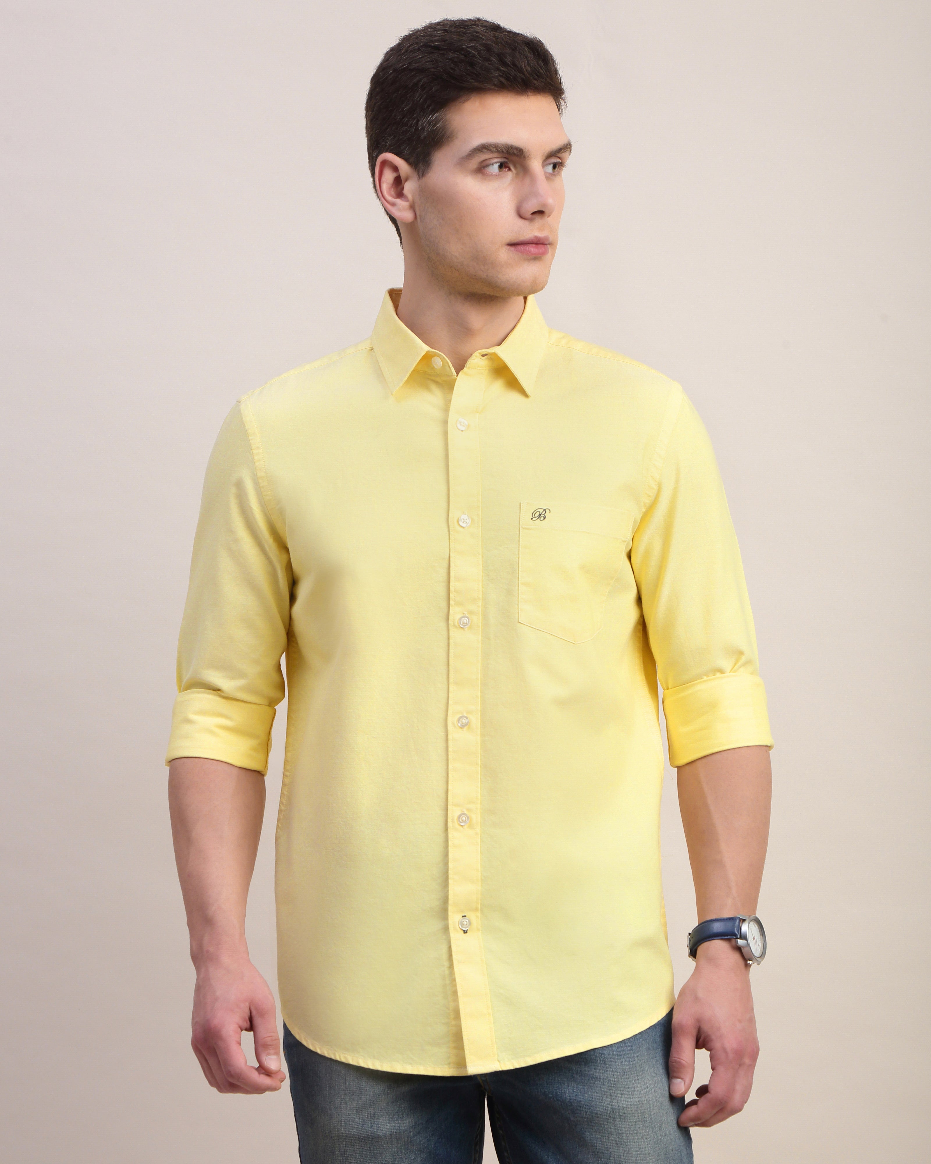 Men Yellow Oxford Shirt