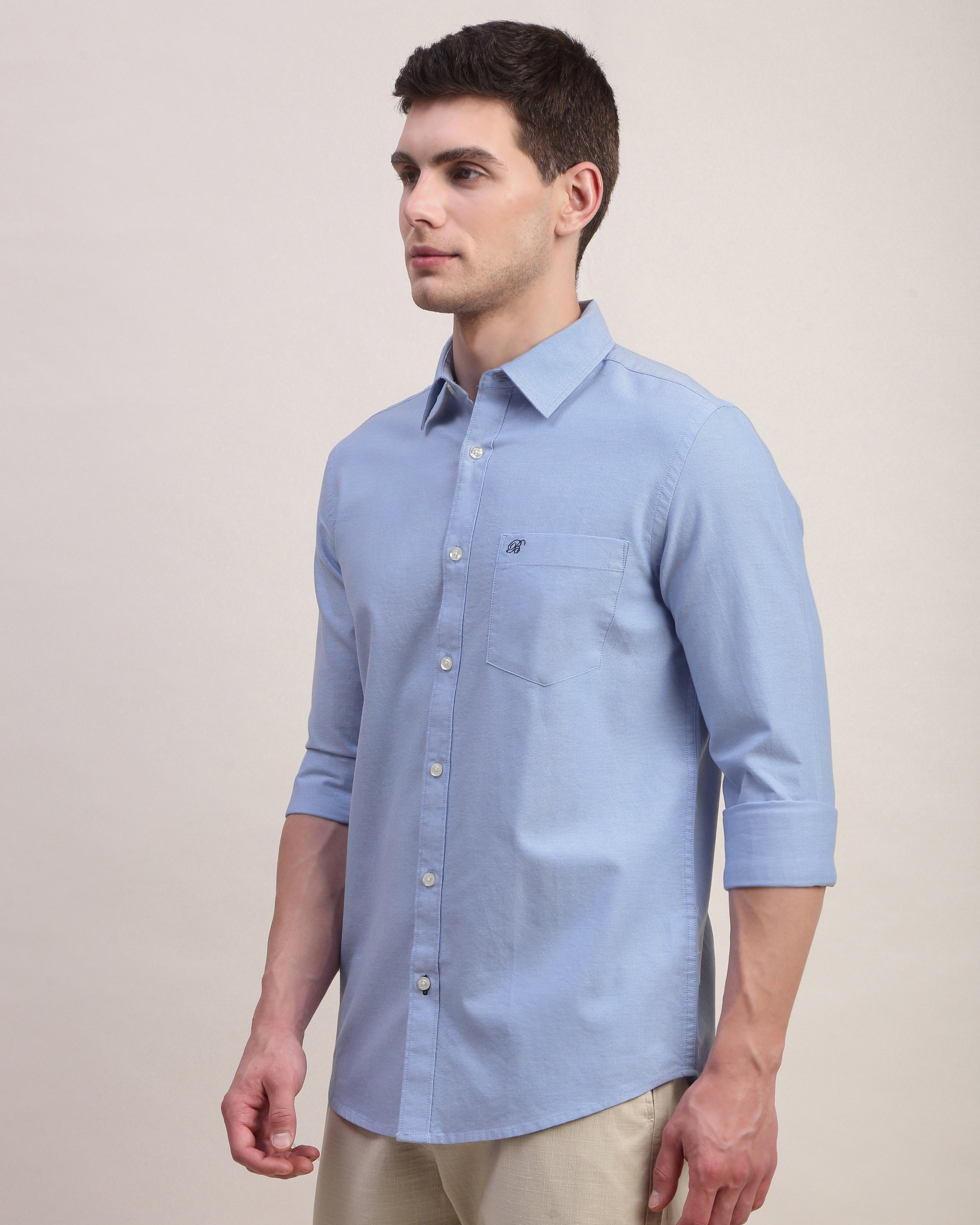 Men Blue Oxford Shirt