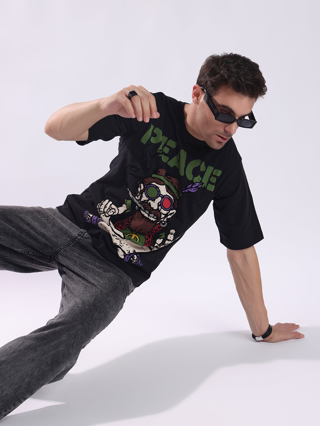 Men Black Cotton Oversized T-Shirt