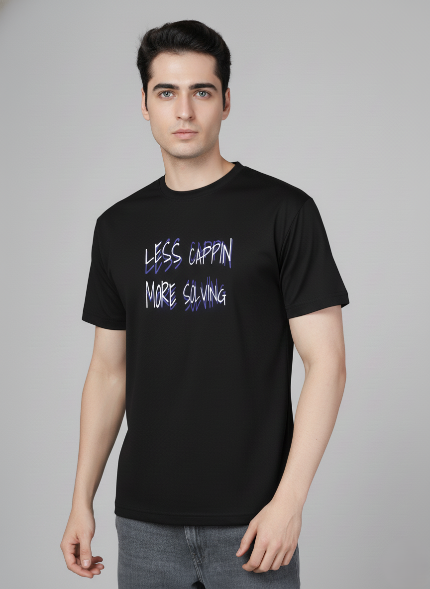 Men Cotton Black Printed Tshirt