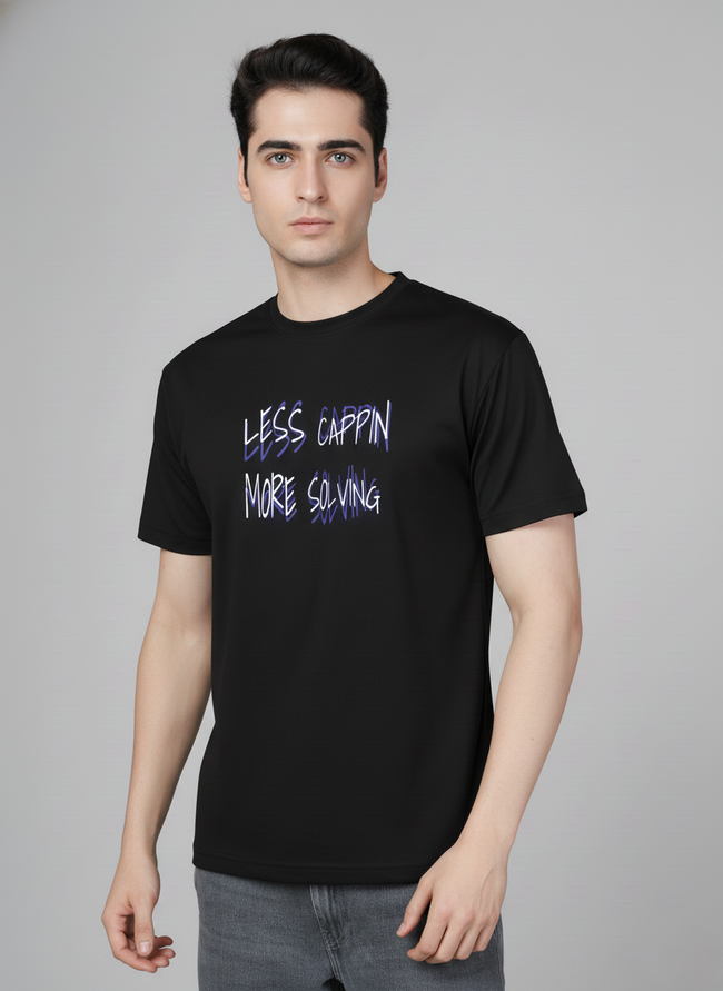 Men Cotton Black Printed Tshirt