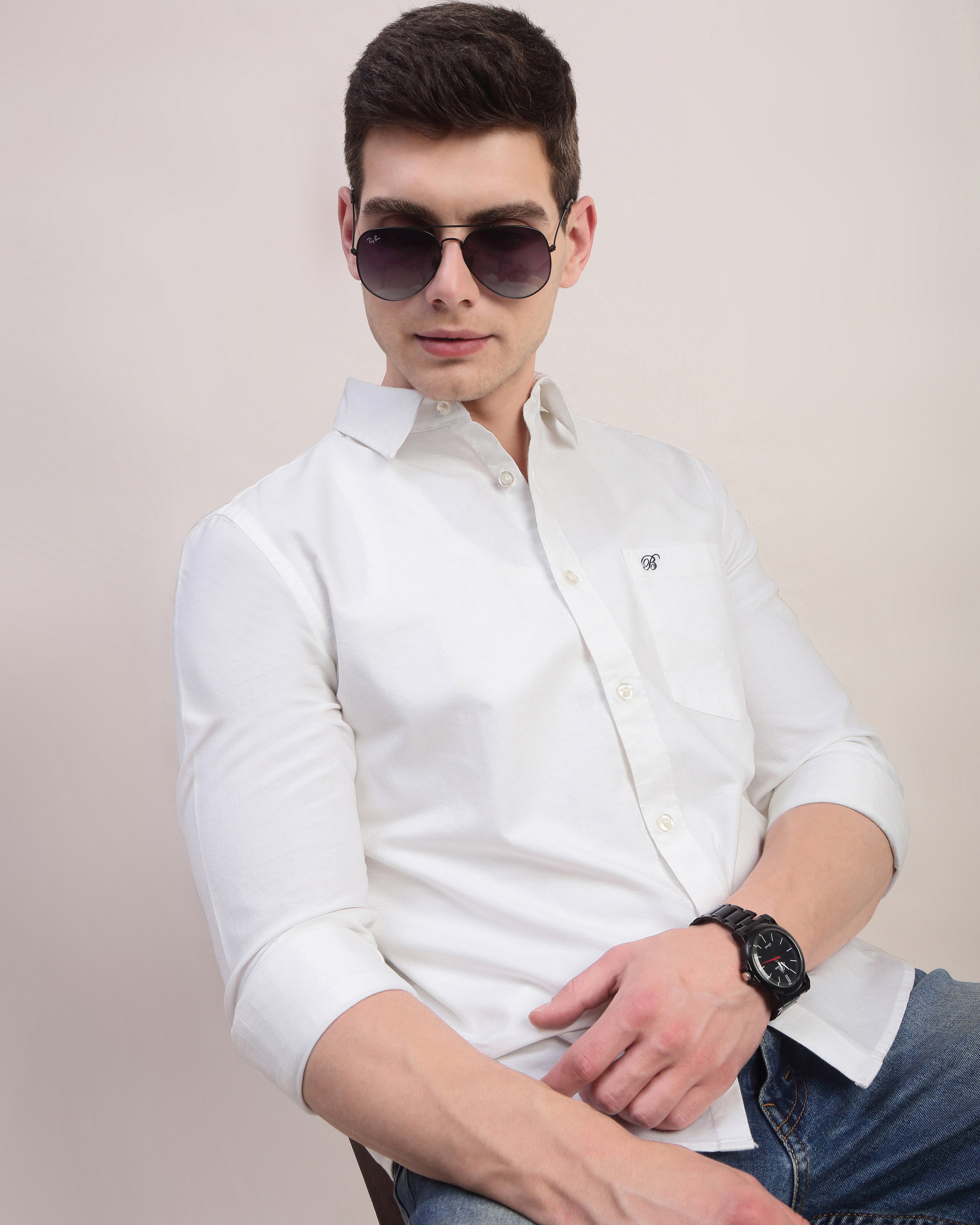 Men White Oxford Shirt