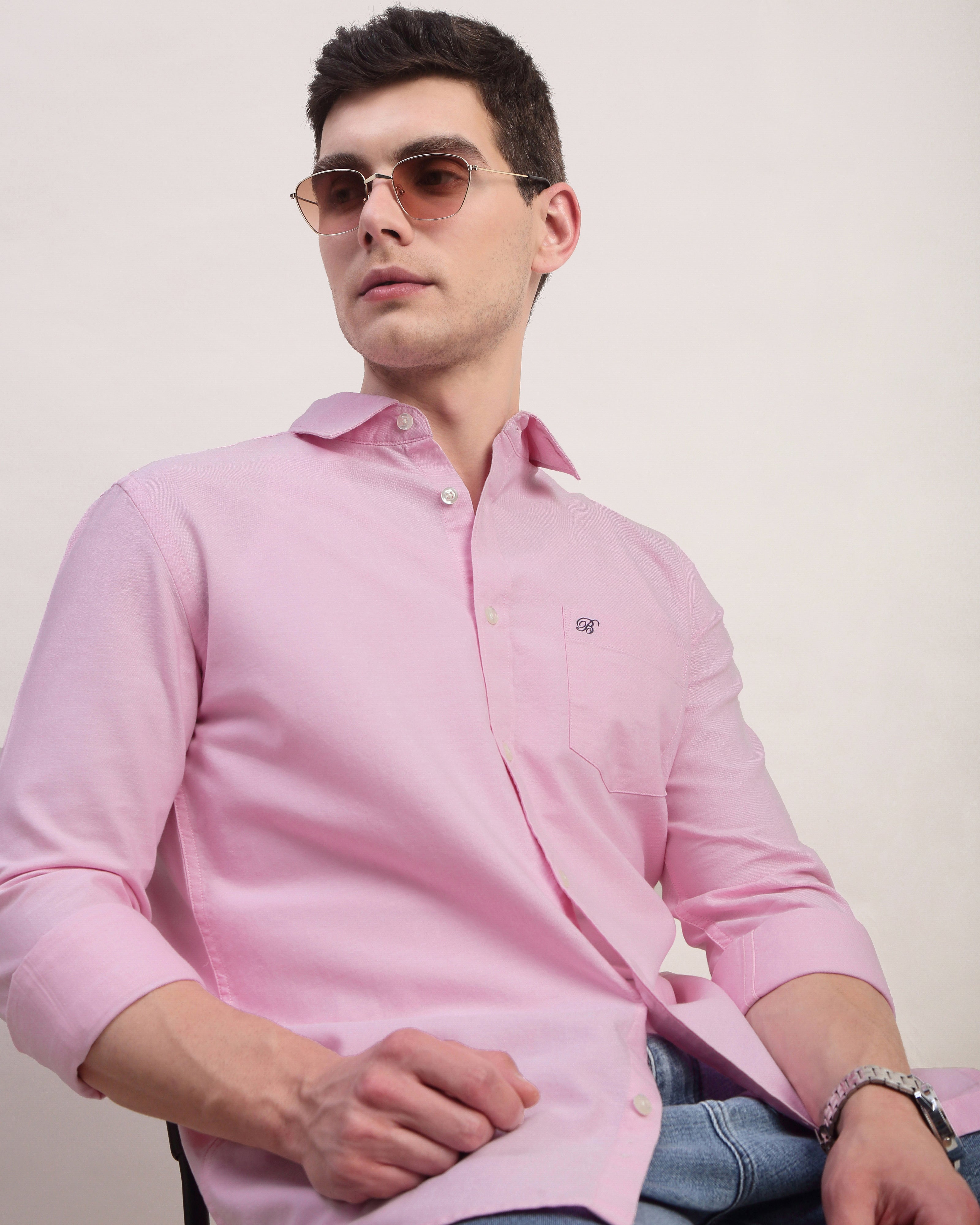 Men Pink Oxford Shirt