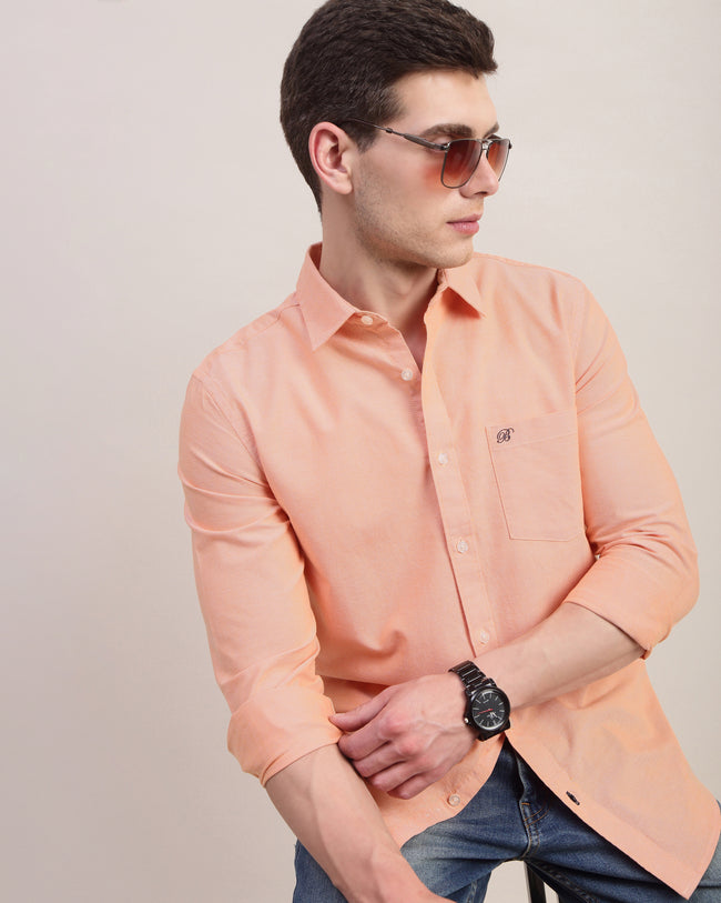 Men Orange Oxford Shirt
