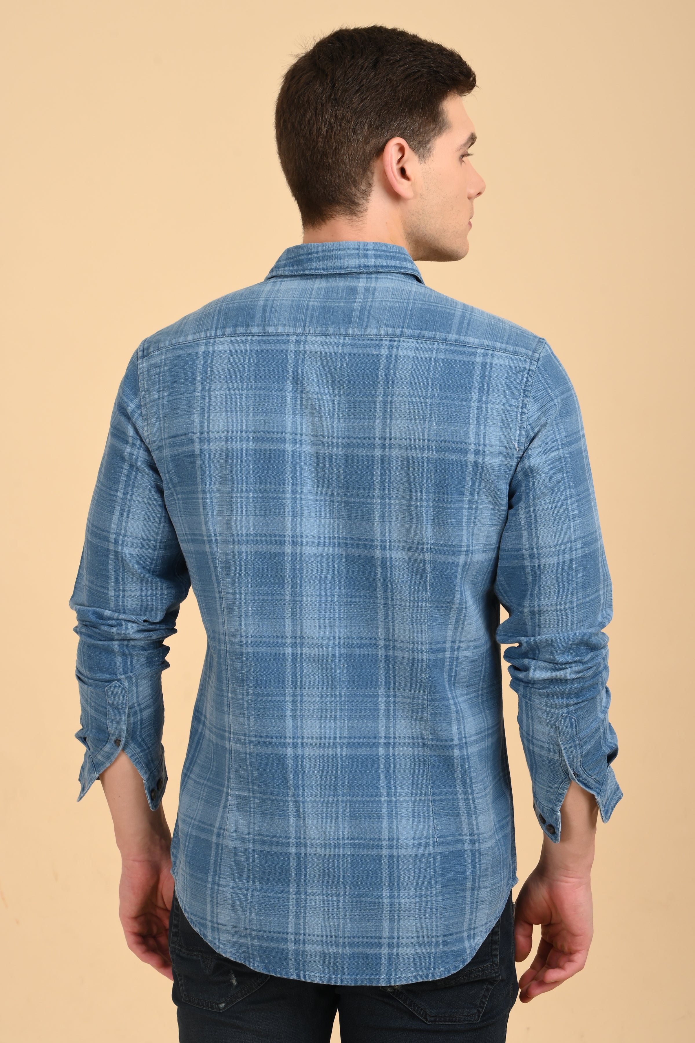 Men Kit Indigo Check Shirt Blue