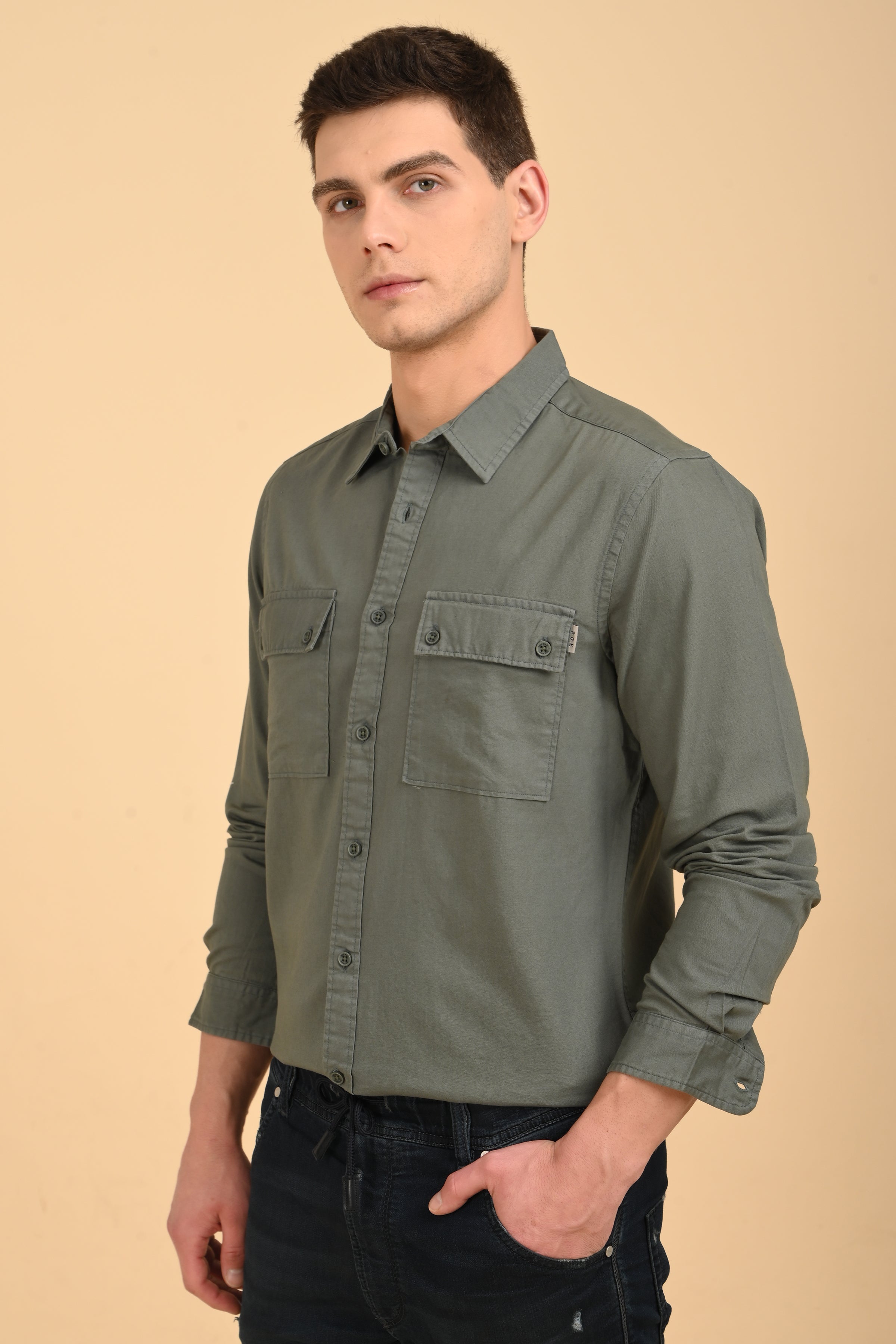 Men Trent Dyed Oxford Shirt Green