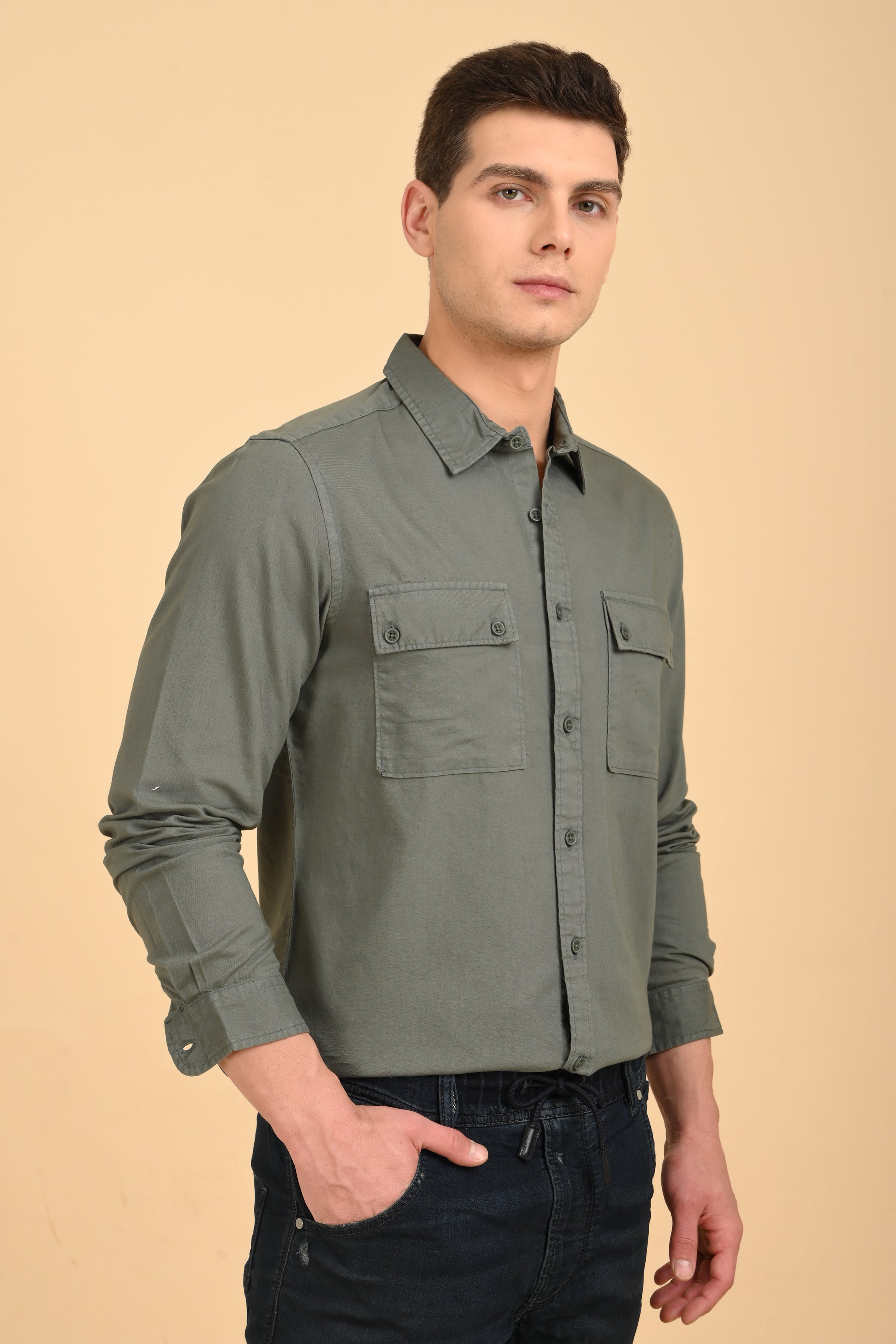 Men Trent Dyed Oxford Shirt Green