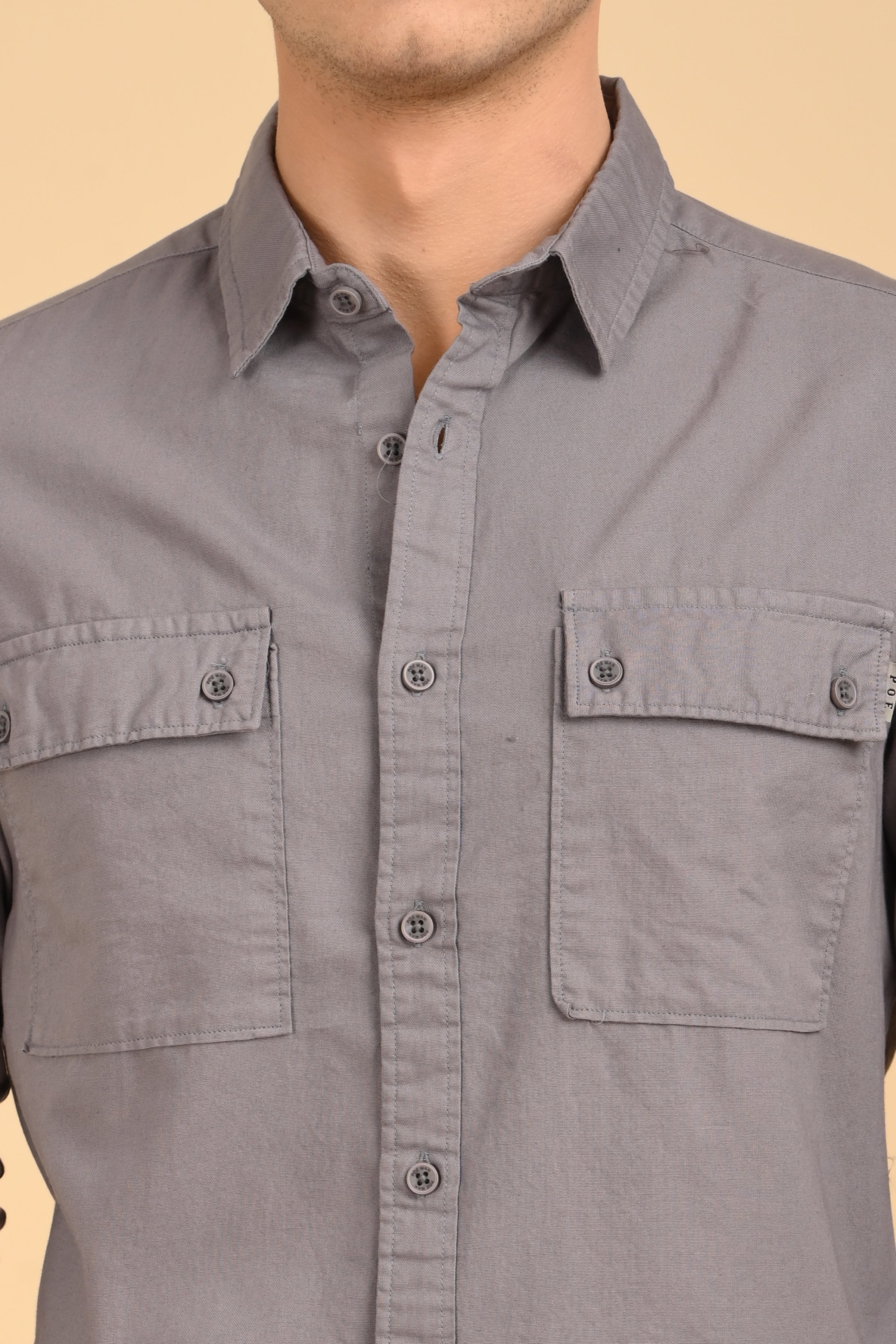 Men Trent Dyed Oxford Shirt Grey