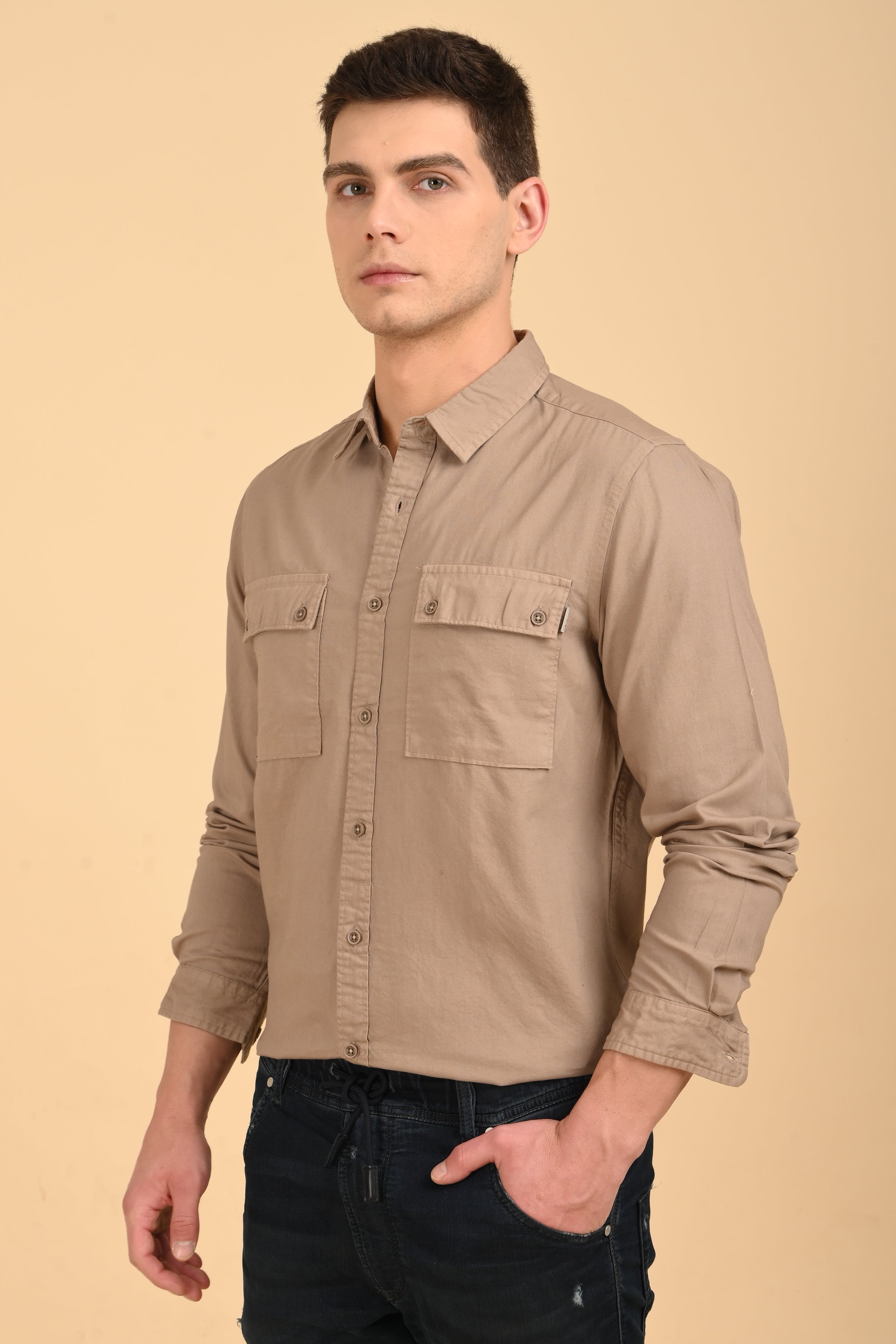 Men Trent Dyed Oxford Shirt Khaki