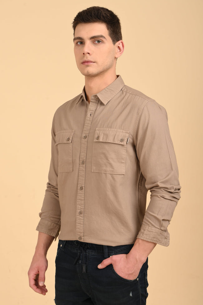 Men Trent Dyed Oxford Shirt Khaki