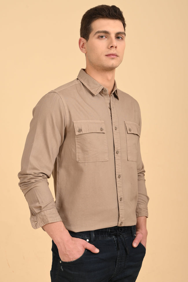 Men Trent Dyed Oxford Shirt Khaki